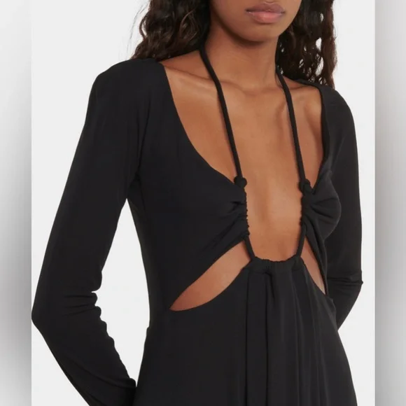 Proenza Schouler Halter Neck Cutout Matte Jersey Maxi Dress Black Size 10 NWT